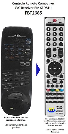 Controle Compatível para DVD Receiver JVC CA - Ex1 - RM SED8TU FBT 2685