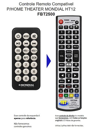 Controle Compatível HOMETHEATER HT-12 MULTI HOME FMII FBT2500