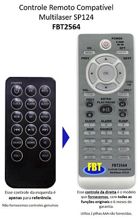 Controle Remoto Compatível com caixa amp Multilaser Sp 124 FBT2564