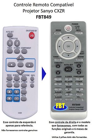 Control compatible SANYO projetor datashow projector mods abaixo below FBT849