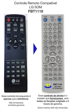 Controle Remoto Compatível LG SOM FBT1119