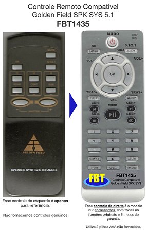 Controle Remoto Compativel P/ Golden Field SPK SYS 5.1 Cx Amp FBT1435