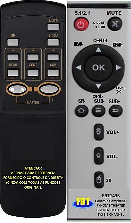 Controle Remoto Compativel P/ Golden Field SPK SYS 5.1 Cx Amp FBT1435
