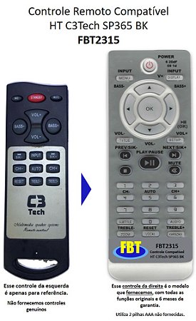Controle Compatível Com Caixa Amp C3tech Sp 365b Bk Fbt2315