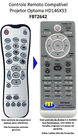 Controle Compatível Projetor Optoma HD33 67N 50 UHD60 FBT2642