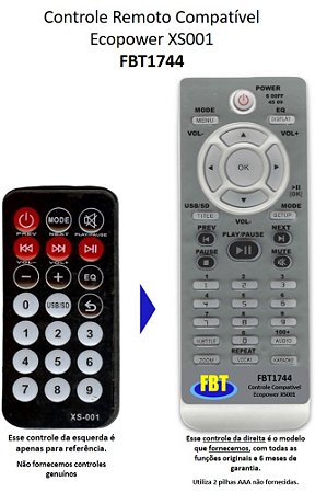 Controle Ecopower Xs-001 EP 1291 1292 300BT FBT1744