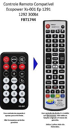 Controle Ecopower Xs-001 EP 1291 1292 300BT FBT1744