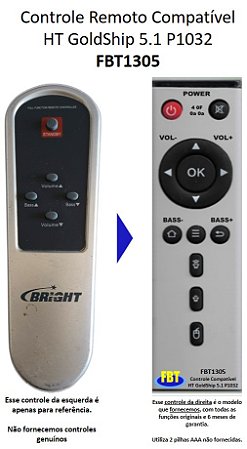 Controle compatível GOLDSHIP 1032 BRIGHT HOMETHEATER HT FBT1305