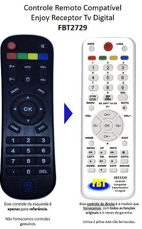 Controle Remoto Compatível TV ENJOY TV DIGITAL FBT2729