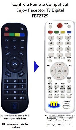 Controle Remoto Compatível TV ENJOY TV DIGITAL FBT2729