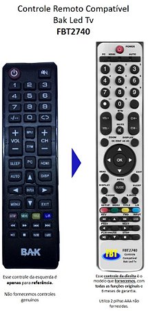 Controle Remoto Compatível BAK LCDTV FBT2740