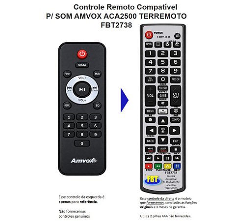 Controle Compatível AMVOX ACA2500 TERREMOTO FBT2738