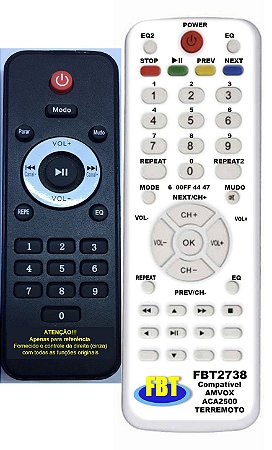 Controle Compatível AMVOX ACA2500 TERREMOTO FBT2738