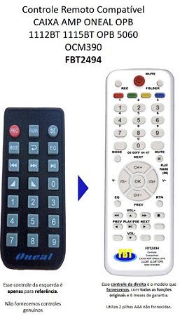 Controle Compatível ONEAL OPB 1112BT 1115BT FBT2494