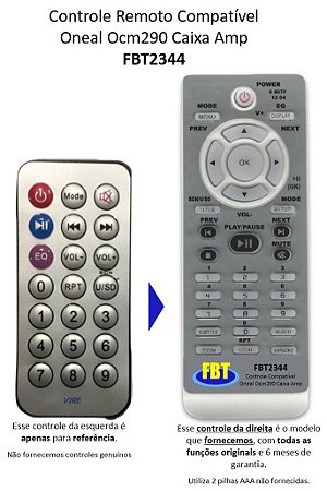 Controle Compatível Oneal Ocm 2344 Caixa Amplif FBT2344