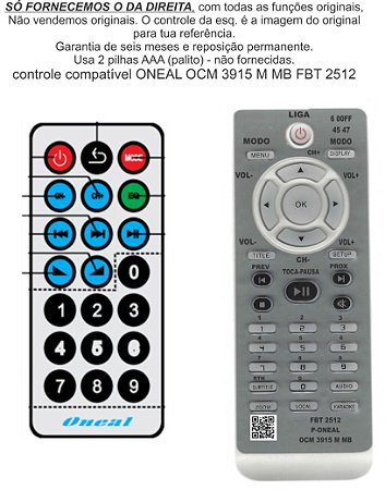 Controle Compatível Oneal Ocm 3915 M MB FBT2512