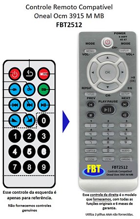 Controle Compatível Oneal Ocm 3915 M MB FBT2512