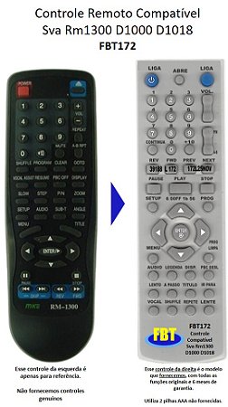 Controle Compatível Sva Rm1300 D1000 D1018 Fbt172