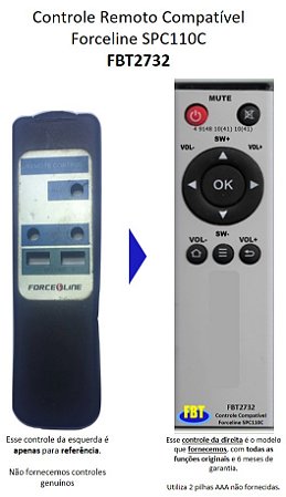 Controle Compatível Para FORCELINE SPC5110C CX AMP FBT2732