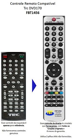 Controle Compatível Com Trc Dvd170 12 Fbt1456