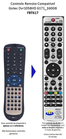 Controle Compativel Com Gotec Rec+hdddvr1058hd 6171_160gb 10 FBT617