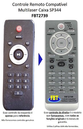 Controle Compatível Multilaser Cx Amp Sp344 Fbt2739