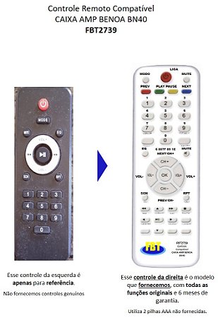 Controle Compatível Multilaser Cx Amp Sp344 Fbt2739