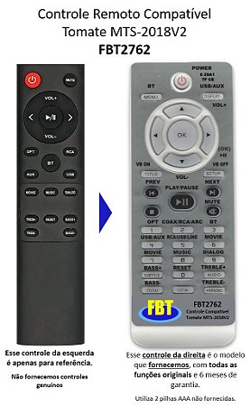 Controle Compatível Soundbar Tomate MTS2018-V2 - MTS2035 Fbt2762