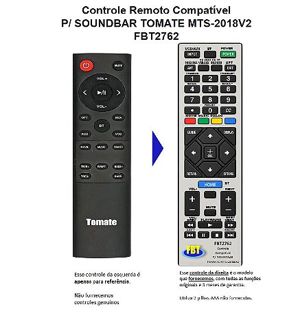Controle Compatível Soundbar Tomate MTS2018-V2 - MTS2035 Fbt2762