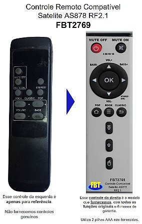 Controle Compatível Com SATELLITE AS-878RF 2.1 FBT2769