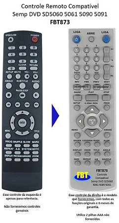 Controle Compatível Semp 3230 Sd7090vk 7080 5060 5061 FBT873