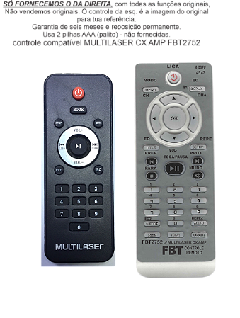 Controle Compatível Com MULTILASER CX AMP FBT2752