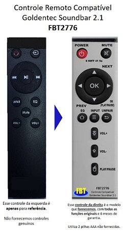 Controle Compatível Com GOLDENTEC CX AMP BT FBT2776
