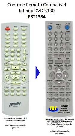 Controle Compatível Com Infinity Semp Dvd3130 10 Fbt1384