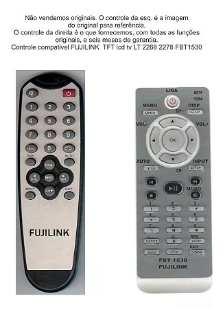 Controle Compatível Com Fujilink Fujion Tv Lcd 19 Fbt1530