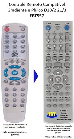 Controle Compatível Com GRADIENTE PHILCO D10/2 D20/3 FBT557