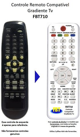 Controle Compatível Com Gradiente Tv Plasma Pl 4281 FBT710