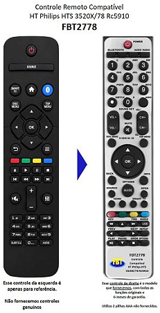 Controle Compatível Para PHILIPS HOME HTS3520X/78 3510 FBT2778