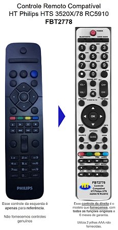 Controle Compatível Para PHILIPS HOME HTS3520X/78 3510 FBT2778