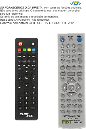 Controle Compatível Com CHIP SCE TV DIGITAL FBT2601