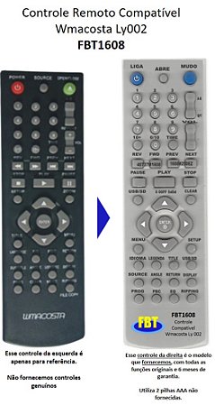 Controle Compatível Com Wmacosta LY002 FBT1608