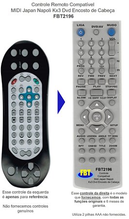 Controle Compatível Com DVD ENCOSTO DE CABEÇA NAPOLI KX3 MIDI JAPAN FBT2196