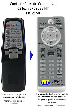 Controle Compatível Com Home Theater C3tech Sp 590bs FBT2150