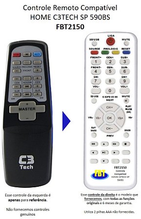 Controle Compatível Com Home Theater C3tech Sp 590bs FBT2150