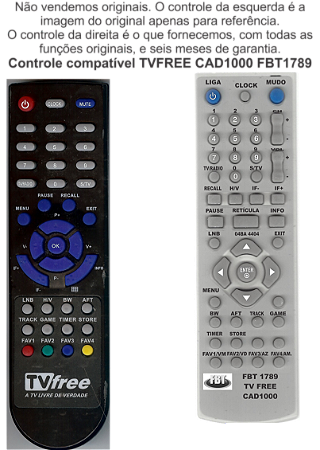 Controle Compatível Com Cromus Cad1000 Tv Free Fbt1789