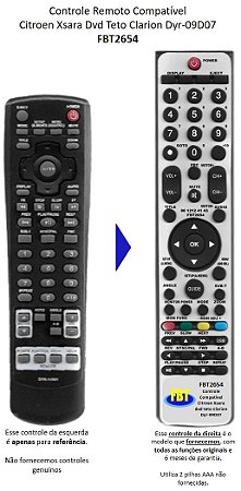 Controle Compatível Com DVD Teto Clarion DYR-09D07 Citroen Xsara FBT2654