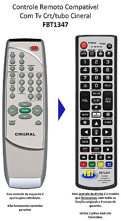 Controle Compatível Com TV CRT/Tubo Cineral FBT1347