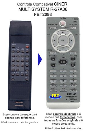 Controle Compatível Com TV CINERAL FBT2093