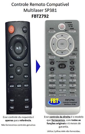 Controle Compatível Com SoundBar Multilaser Pulse SP381 FBT2792