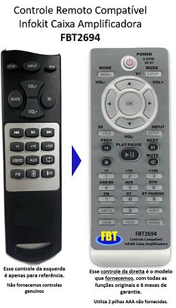 Controle Compatível Com INFOKIT CX BT MULTIMIDIA FBT2694